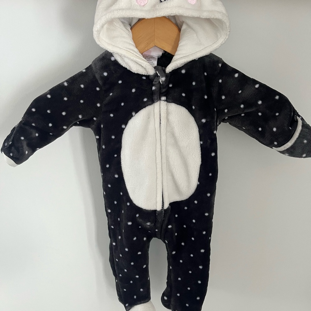 Cozy Black and White Polka Dot Kids One Piece